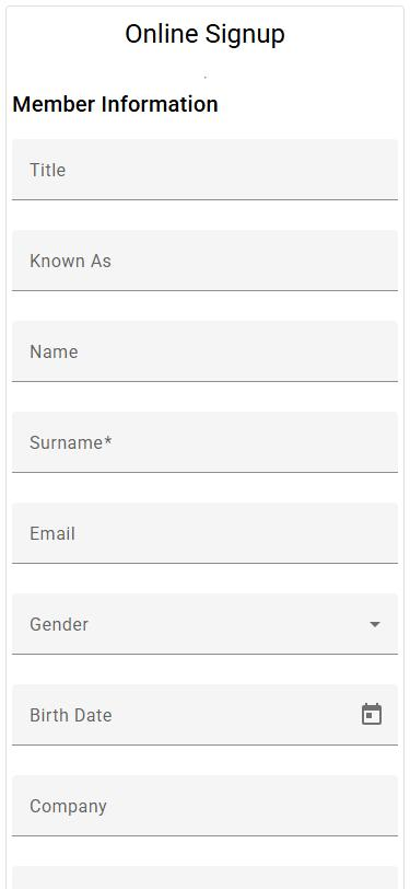 The Membaz online signup form on a phone